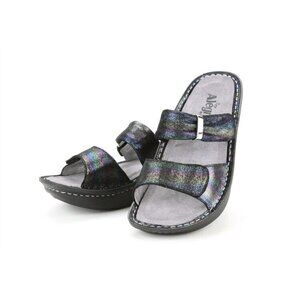*Alegria Karmen-224 Blue Rainbow Comfort Slide Sandal Womens Sz 38 Double Strap
